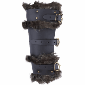 Bjorn Fur Trim Leather Greaves - Black
