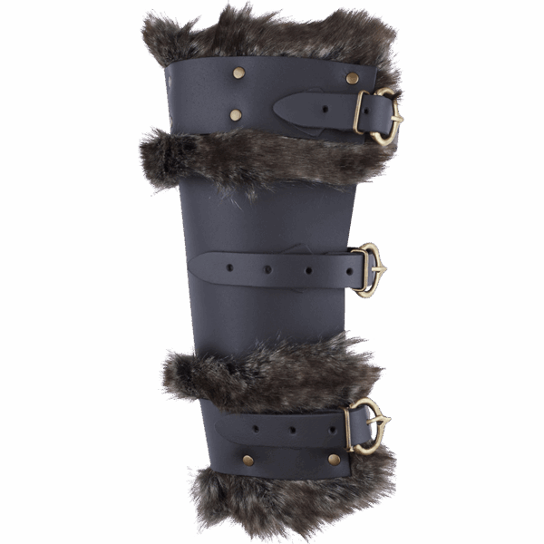 Bjorn Fur Trim Leather Greaves - Black