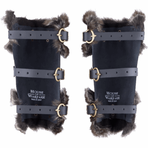 Bjorn Fur Trim Leather Greaves - Black