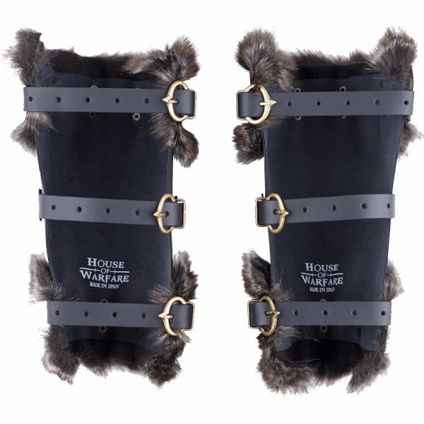 Bjorn Fur Trim Leather Greaves - Black