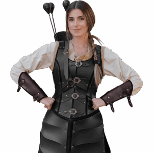 Battle Archeress Leather Bracers - Brown