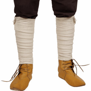 Canvas Viking Leg Wraps with Brooches - Ecru