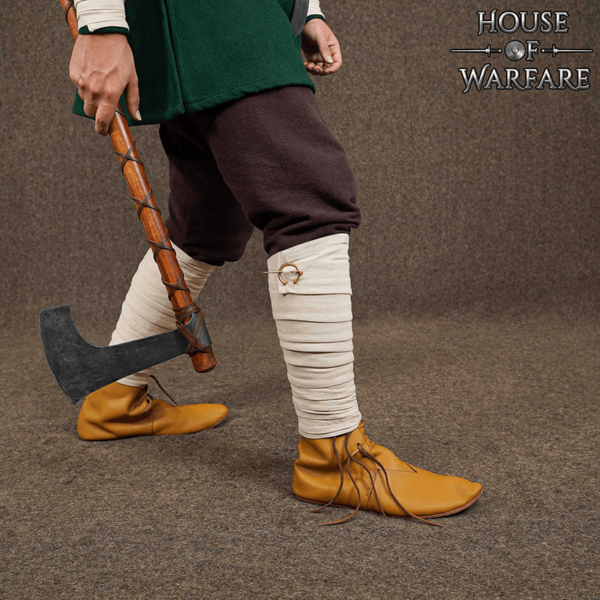 Canvas Viking Leg Wraps with Brooches - Ecru