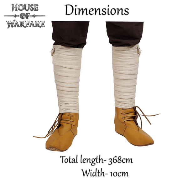 Canvas Viking Leg Wraps with Brooches - Ecru