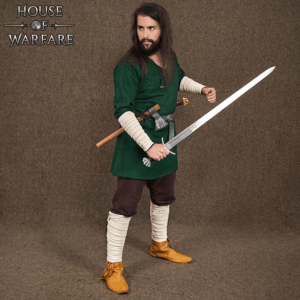Canvas Viking Arm Wraps with Brooches - Ecru