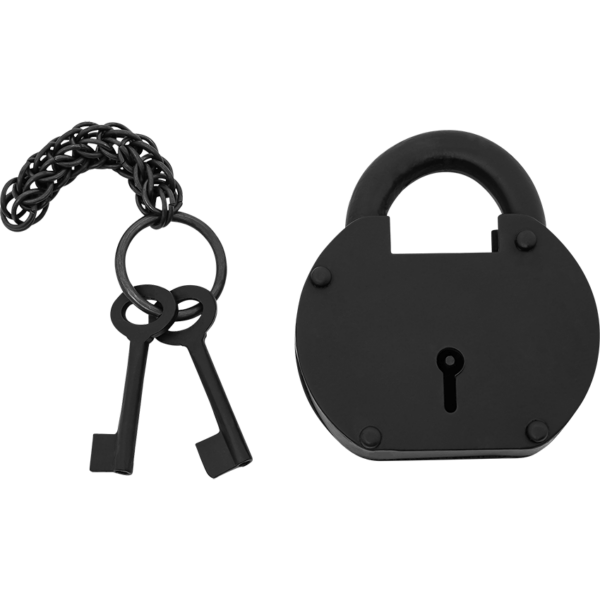 Pirate Hand-Forged Iron Padlock with Keys