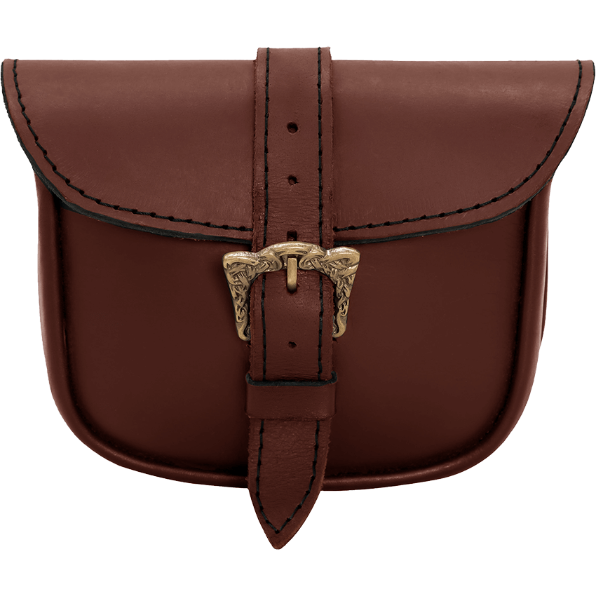 Knotwork Buckle Celtic Leather Belt Bag - Brown