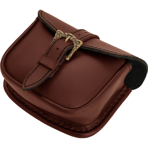 Knotwork Buckle Celtic Leather Belt Bag - Brown