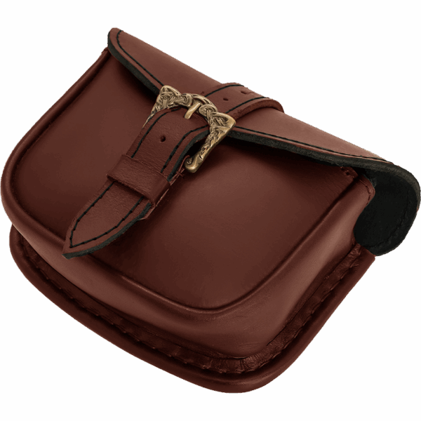 Knotwork Buckle Celtic Leather Belt Bag - Brown
