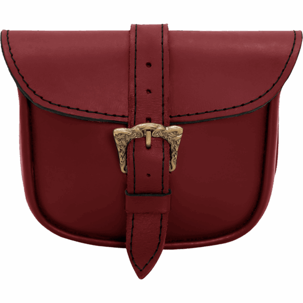 Knotwork Buckle Celtic Leather Belt Bag - Maroon