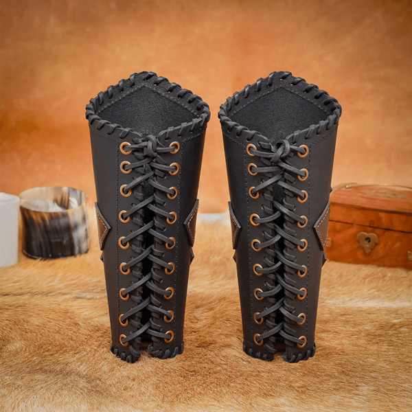 Fantasy Leather Bracers - Black