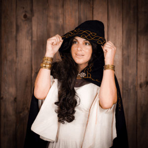 Embroidered Elvish Wool Cloak - Black
