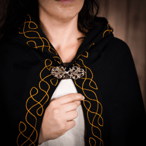 Embroidered Elvish Wool Cloak - Black