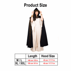 Embroidered Elvish Wool Cloak - Black
