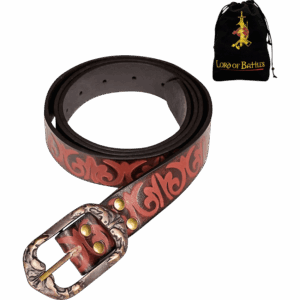 Medieval Scrollwork Leather Belt - Brown