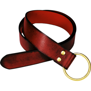 Fantasy Leather Brass Ring Belt - Maroon