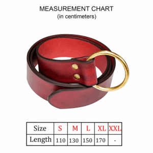 Fantasy Leather Brass Ring Belt - Maroon