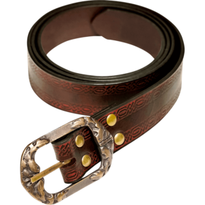 Medieval Leather Belt with Knotwork Borders - Brown