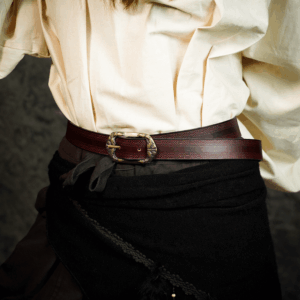 Medieval Leather Belt with Knotwork Borders - Maroon