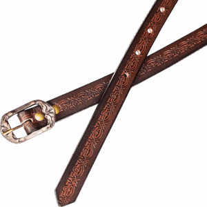 Embossed Fantasy Leather Belt - Brown