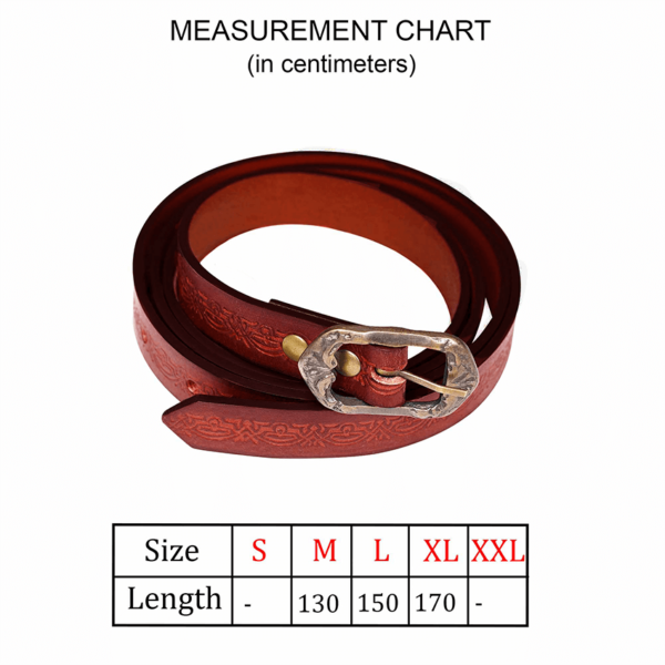 Embossed Fantasy Leather Belt - Maroon