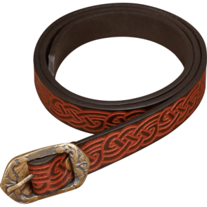 Celtic Knotwork Leather Belt - Brown