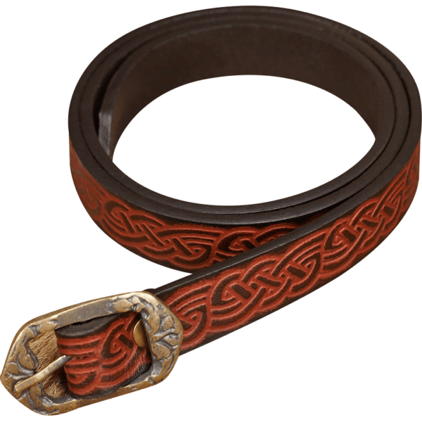 Celtic Knotwork Leather Belt - Brown