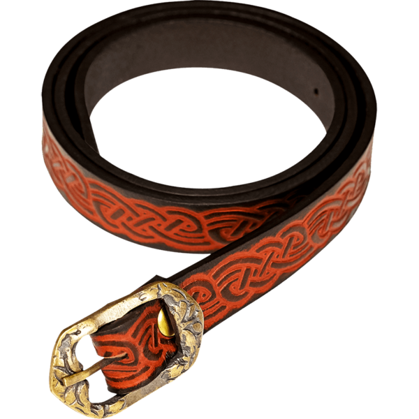 Celtic Knotwork Leather Belt - Brown