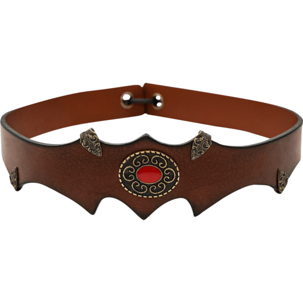 Fantasy Princely Leather Headband - Brown