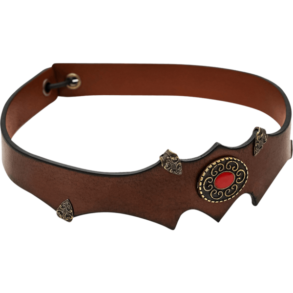 Fantasy Princely Leather Headband - Brown