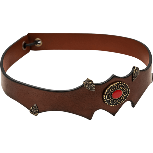 Fantasy Princely Leather Headband - Brown