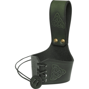 Celtic Leather Drinking Horn Holder - Green