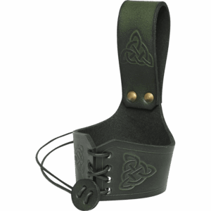 Celtic Leather Drinking Horn Holder - Green