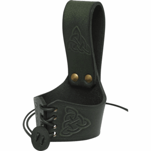 Celtic Leather Drinking Horn Holder - Green