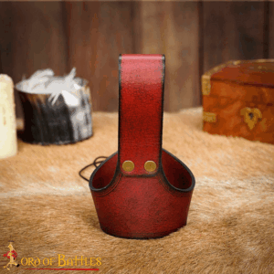 Celtic Leather Drinking Horn Holder - Maroon