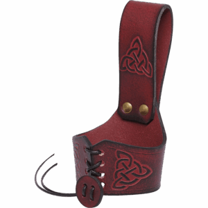 Celtic Leather Drinking Horn Holder - Maroon