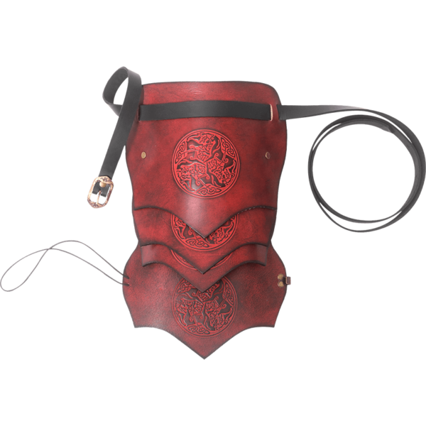 Celtic Horse Leather Pauldron - Maroon