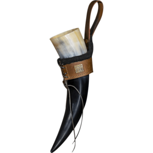 Viking Drinking Horn with Lined Frog - Brown