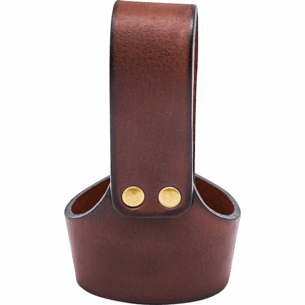 Leather Drinking Horn Holder - Brown