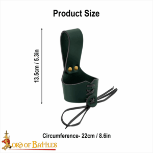 Leather Drinking Horn Holder - Green