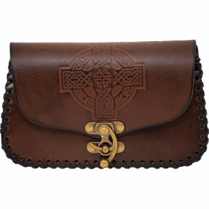 Embossed Celtic Cross Leather Bag - Brown