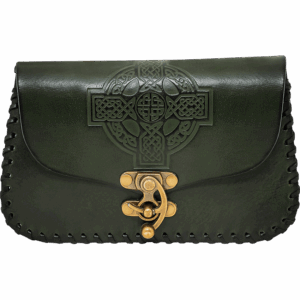 Embossed Celtic Cross Leather Bag - Green