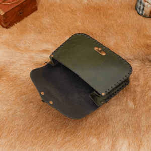Embossed Celtic Cross Leather Bag - Green