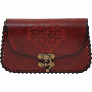 Embossed Celtic Cross Leather Bag - Maroon