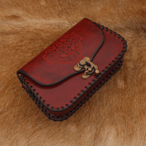 Embossed Celtic Cross Leather Bag - Maroon