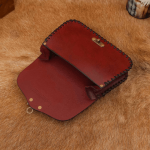 Embossed Celtic Cross Leather Bag - Maroon