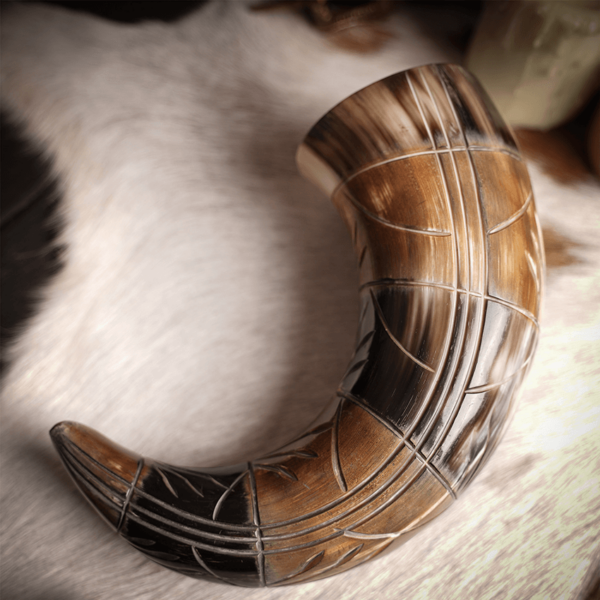 Engraved Viking Drinking Horn