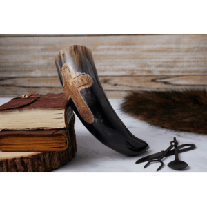 Engraved Cross Drinking Horn