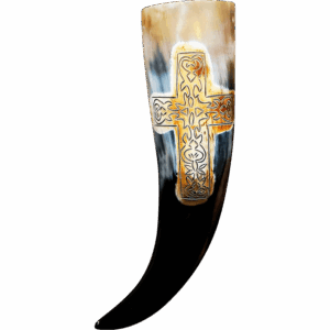 Engraved Cross Drinking Horn