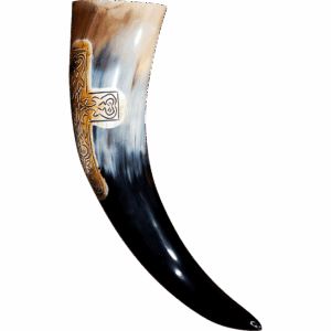 Engraved Cross Drinking Horn
